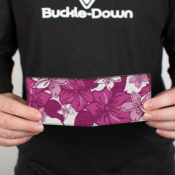 Buckle-Down Bi-Fold Wallet - Hibiscus Collage White Pinks