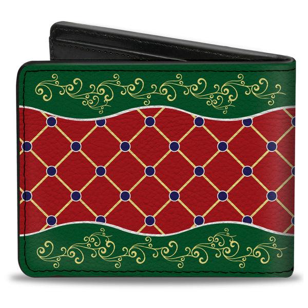 Buckle-Down Bi-Fold Wallet - Holiday Trim Stripe Green Red