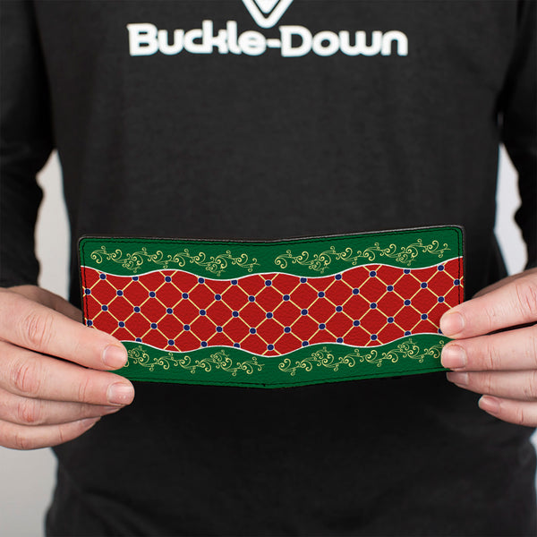 Buckle-Down Bi-Fold Wallet - Holiday Trim Stripe Green Red