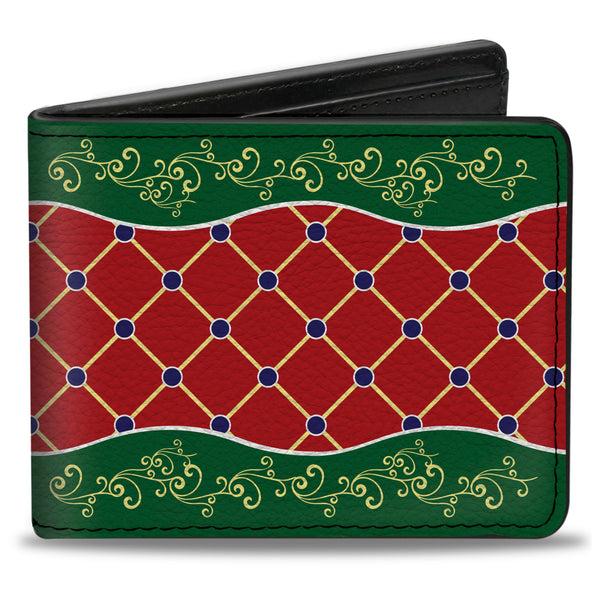 Buckle-Down Bi-Fold Wallet - Holiday Trim Stripe Green Red