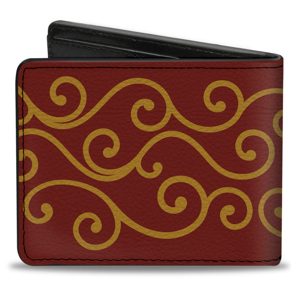 Buckle-Down Bi-Fold Wallet - Holiday Trim Swirls Red Gold