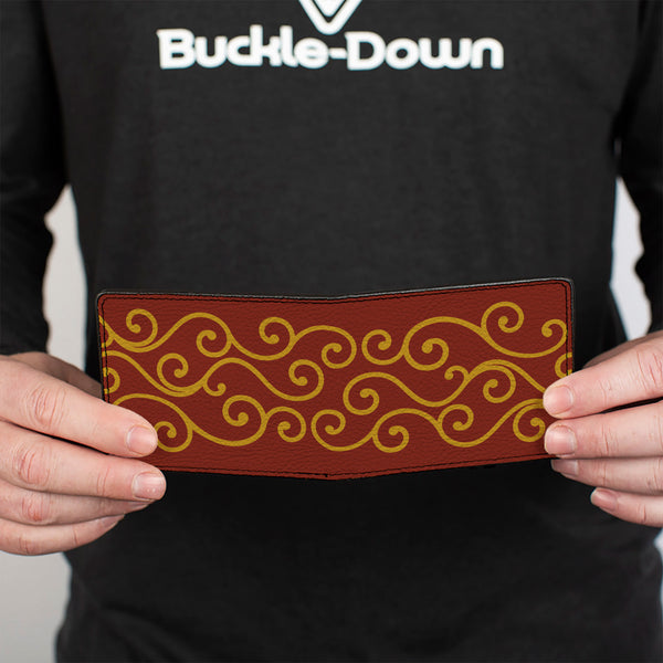 Buckle-Down Bi-Fold Wallet - Holiday Trim Swirls Red Gold