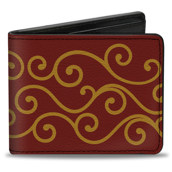 Buckle-Down Bi-Fold Wallet - Holiday Trim Swirls Red Gold