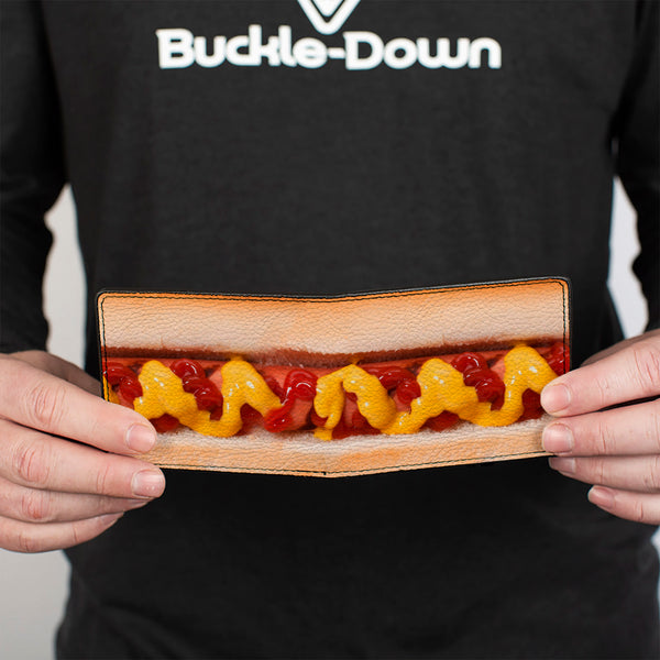 Buckle-Down Bi-Fold Wallet - Hot Dog W Mustard & Ketchup Vivid
