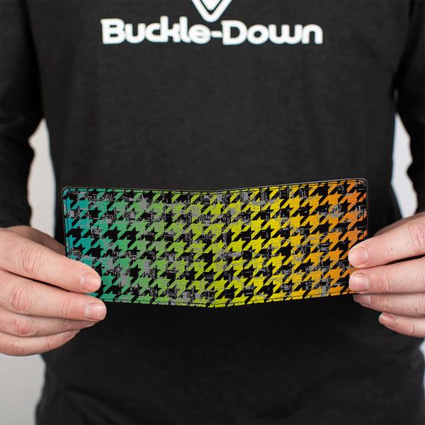 Buckle-Down Bi-Fold Wallet - Houndstooth Black Rainbow