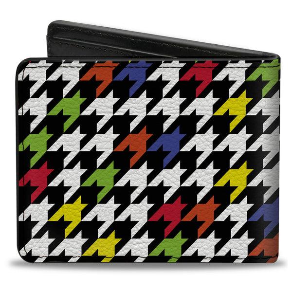 Buckle-Down Bi-Fold Wallet - Houndstooth Black White Multi Neon