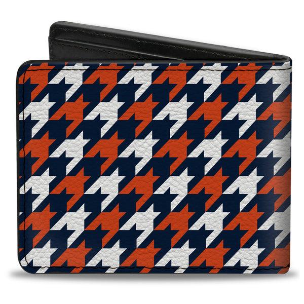 Buckle-Down Bi-Fold Wallet - Houndstooth Navy Orange White