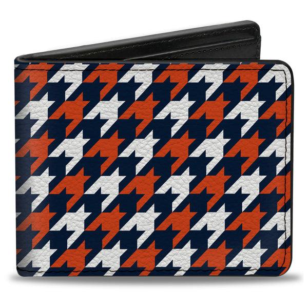 Buckle-Down Bi-Fold Wallet - Houndstooth Navy Orange White