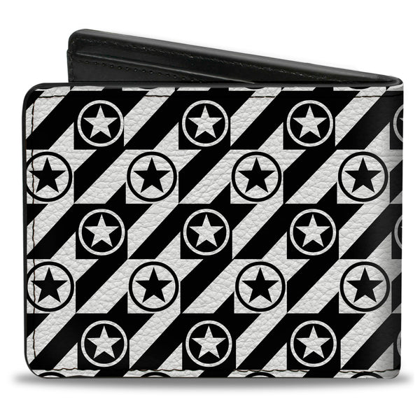 Buckle-Down Bi-Fold Wallet - Houndstooth Star Black White