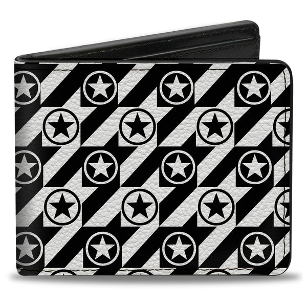 Buckle-Down Bi-Fold Wallet - Houndstooth Star Black White