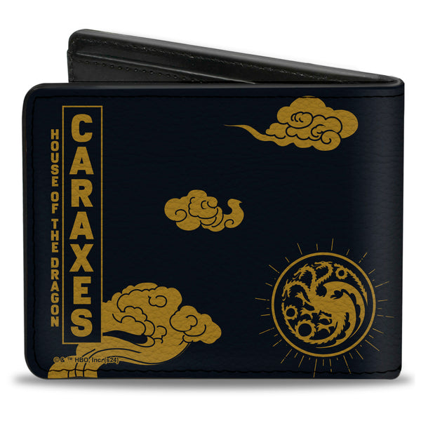 Buckle-Down Bi-Fold Wallet - HOUSE OF THE DRAGON CARAXES Breathing Fire Pose And Clouds Black/Yellow/Red