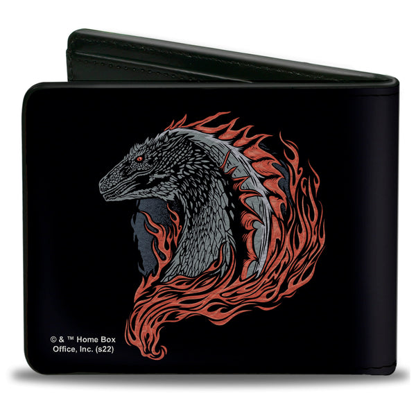 Buckle-Down Bi-Fold Wallet - House Of The Dragon Flames Black Reds Grays