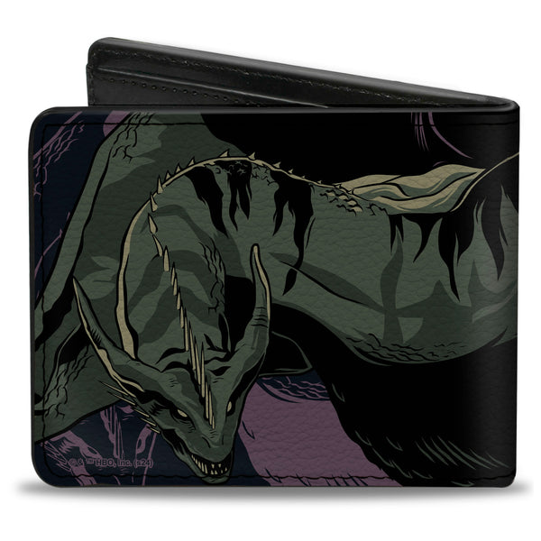 Buckle-Down Bi-Fold Wallet - HOUSE OF THE DRAGON Moondancer Pose And Title Logo Purple