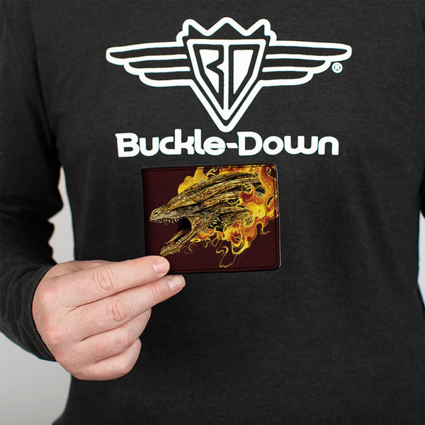 Buckle-Down Bi-Fold Wallet - House Of The Dragon SYRAX Pose And Text Brown/Yellows