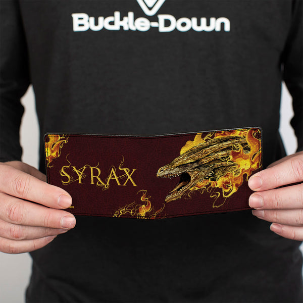 Buckle-Down Bi-Fold Wallet - House Of The Dragon SYRAX Pose And Text Brown/Yellows