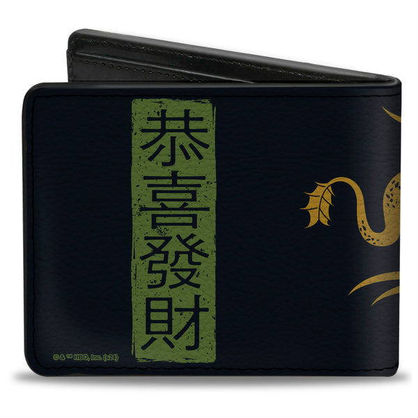 Buckle-Down Bi-Fold Wallet - HOUSE OF THE DRAGON Year Of The Dragon Icon And Text Black/Gold/Green