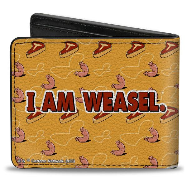 Buckle-Down Bi-Fold Wallet - I AM WEASEL IR Baboon And IM Weasel Pose And Title Logo Yellows