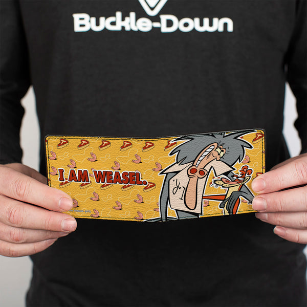Buckle-Down Bi-Fold Wallet - I AM WEASEL IR Baboon And IM Weasel Pose And Title Logo Yellows