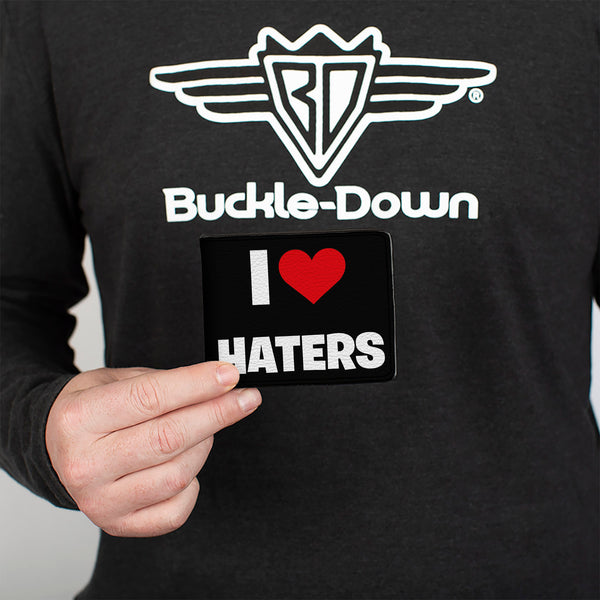 Buckle-Down Bi-Fold Wallet - I Heart HATERS Black White Red