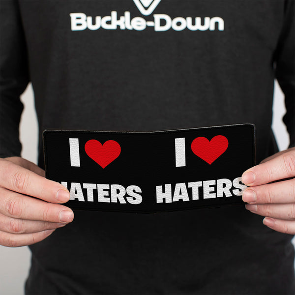 Buckle-Down Bi-Fold Wallet - I Heart HATERS Black White Red