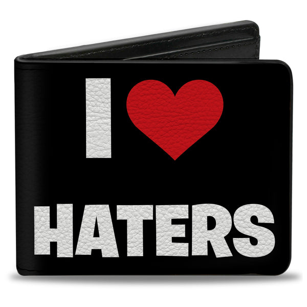 Buckle-Down Bi-Fold Wallet - I Heart HATERS Black White Red