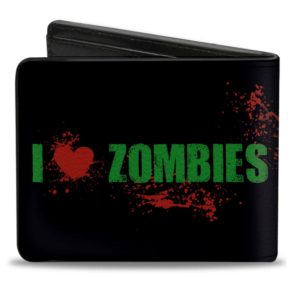 Buckle-Down Bi-Fold Wallet - I "Heart" ZOMBIES Bold Splatter Black Green Red