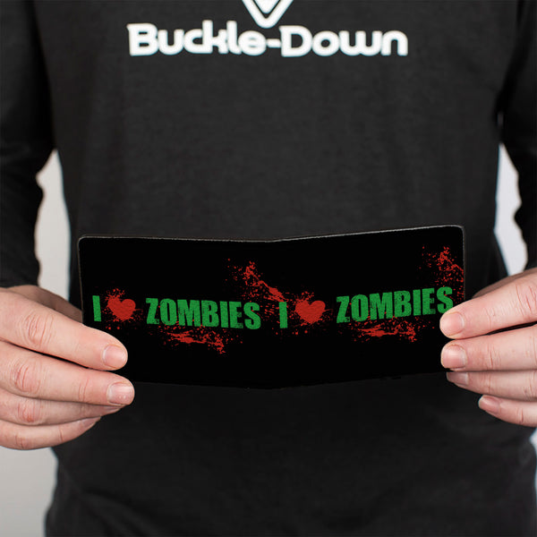 Buckle-Down Bi-Fold Wallet - I "Heart" ZOMBIES Bold Splatter Black Green Red