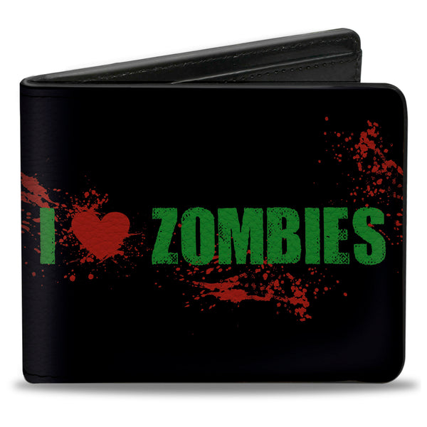 Buckle-Down Bi-Fold Wallet - I "Heart" ZOMBIES Bold Splatter Black Green Red
