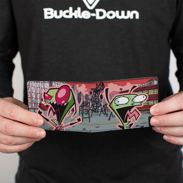 Buckle-Down Bi-Fold Wallet - Invader Zim And GIR Dog Rooftop Scene