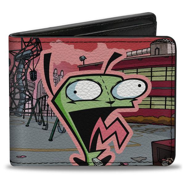 Buckle-Down Bi-Fold Wallet - Invader Zim and GIR Dog Rooftop Scene