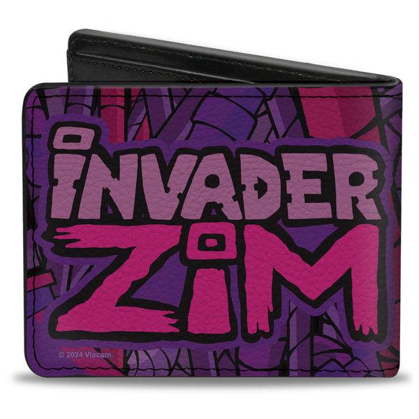 Buckle-Down Bi-Fold Wallet - INVADER ZIM And GIR Voot Cruiser Pose And Title Logo Purples/Pinks