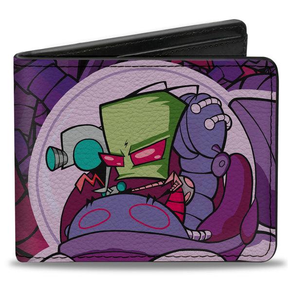 Buckle-Down Bi-Fold Wallet - INVADER ZIM and GIR Voot Cruiser Pose and Title Logo Purples/Pinks
