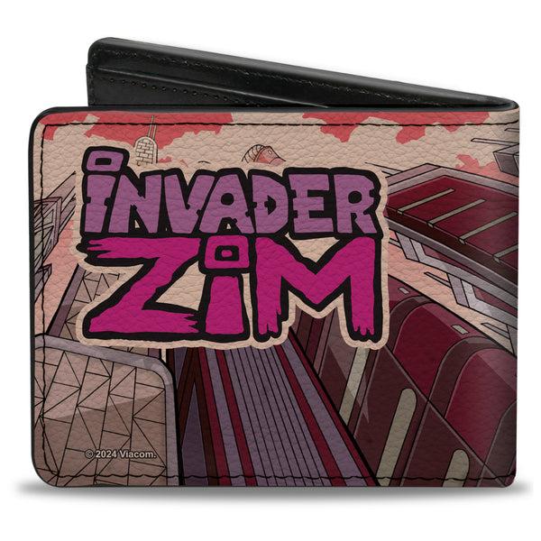 Buckle-Down Bi-Fold Wallet - Invader Zim GIR And Piggy Scene With Title Logo Reds