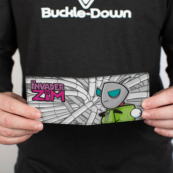 Buckle-Down Bi-Fold Wallet - INVADER ZIM GIR With Hood Down Pose Hoses Grays