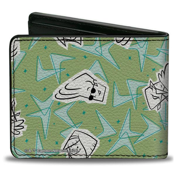 Buckle-Down Bi-Fold Wallet - Johnny Bravo Little Suzy And Bunny Bravo Faces Collage Greens