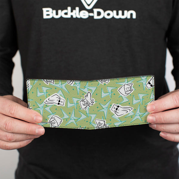 Buckle-Down Bi-Fold Wallet - Johnny Bravo Little Suzy And Bunny Bravo Faces Collage Greens