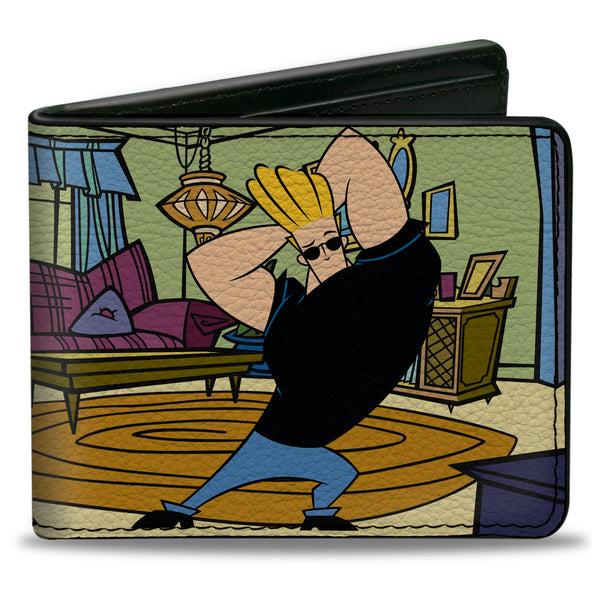 Buckle-Down Bi-Fold Wallet - JOHNNY BRAVO Living Room Flex Pose and Title Logo