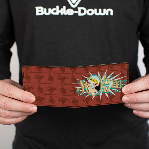 Buckle-Down Bi-Fold Wallet - JOHNNY BRAVO Title Logo And Flex Pose Turns Reds