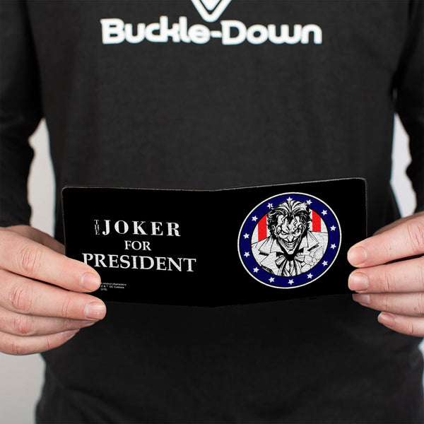 Buckle-Down Bi-Fold Wallet - Joker Presidential Seal + THE JOKER FOR PRESIDENT Seal Black White Blue Red