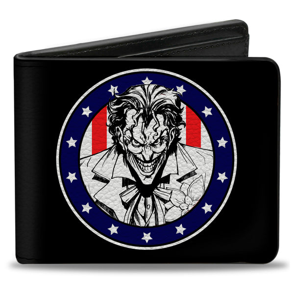 Buckle-Down Bi-Fold Wallet - Joker Presidential Seal + THE JOKER FOR PRESIDENT Seal Black White Blue Red