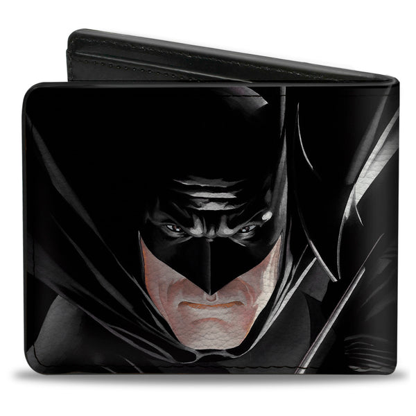 Buckle-Down Bi-Fold Wallet - Joker Smiling + Batman Action Mythology Portraits Black