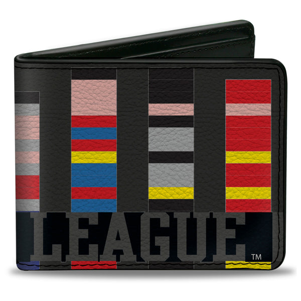 Buckle-Down Bi-Fold Wallet - JUSTICE LEAGUE 1-Bit Superheroes Gray Black Multi Color
