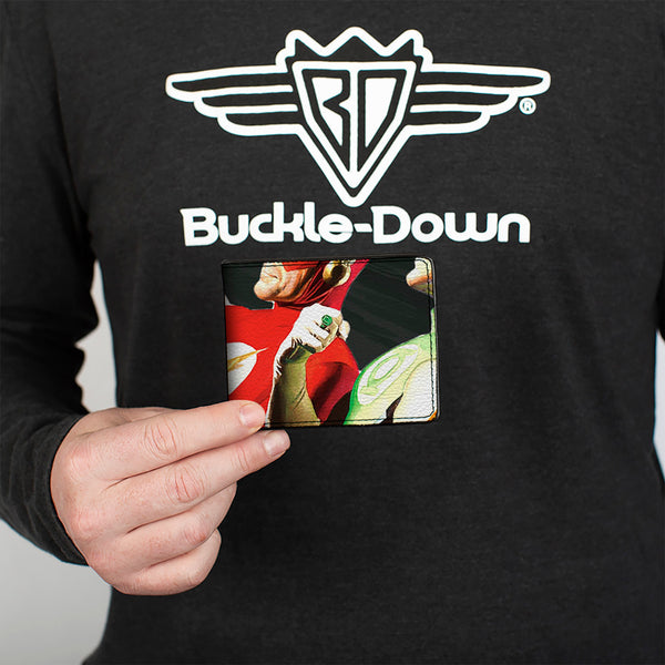 Buckle-Down Bi-Fold Wallet - JUSTICE LEAGUE Justice #1 7-Superhero Variant Cover Pose Grays