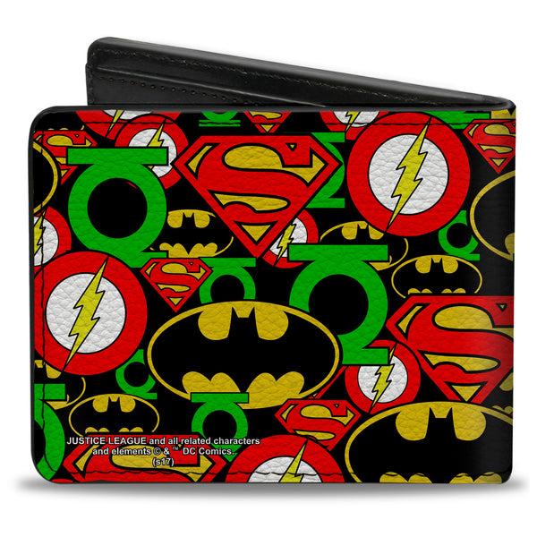 Buckle-Down Bi-Fold Wallet - Justice League Stacked Logos