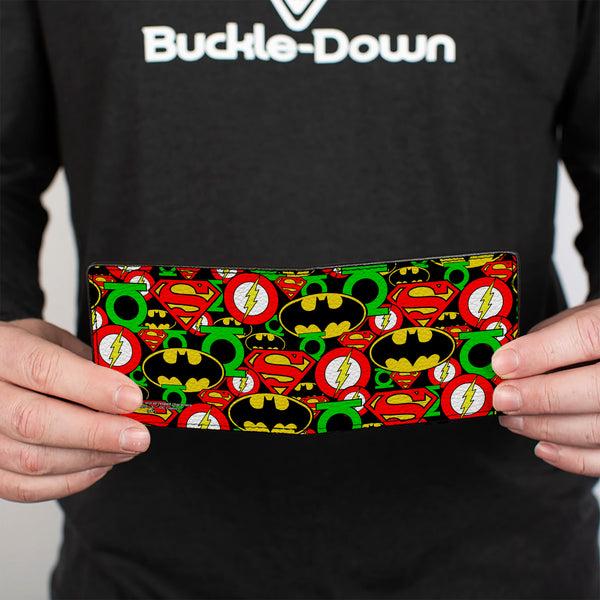 Buckle-Down Bi-Fold Wallet - Justice League Stacked Logos