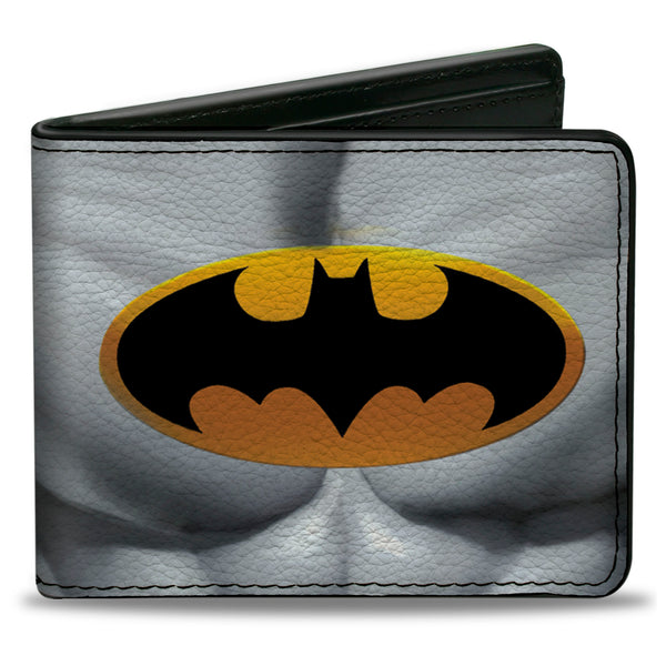 Buckle-Down Bi-Fold Wallet - Justice Leaue Supreme Team Batman Chest Logo Grays Yellow Black