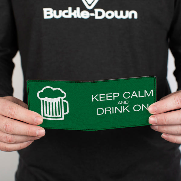 Buckle-Down Bi-Fold Wallet - KEEP CALM AND DRINK ON Beer Green White