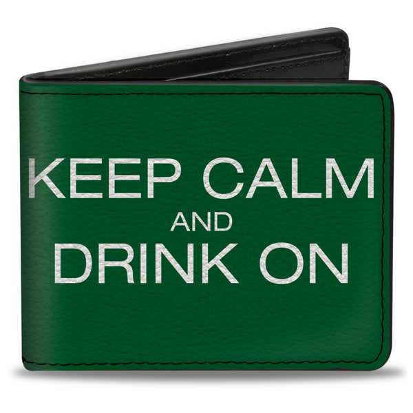 Buckle-Down Bi-Fold Wallet - KEEP CALM AND DRINK ON Beer Green White
