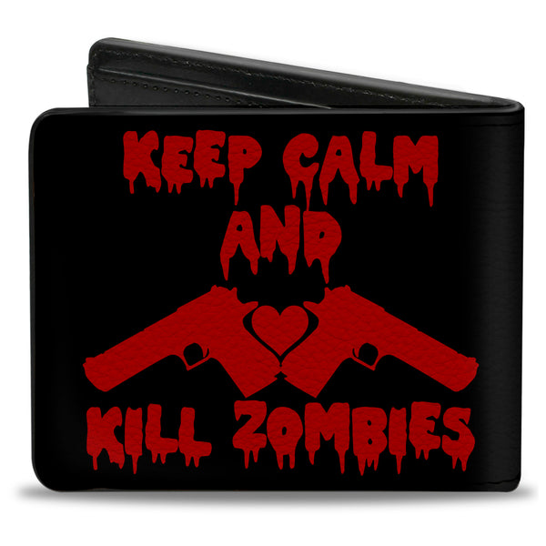 Buckle-Down Bi-Fold Wallet - KEEP CALM AND KILL ZOMBIES Guns Heart Black Red