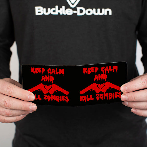 Buckle-Down Bi-Fold Wallet - KEEP CALM AND KILL ZOMBIES Guns Heart Black Red